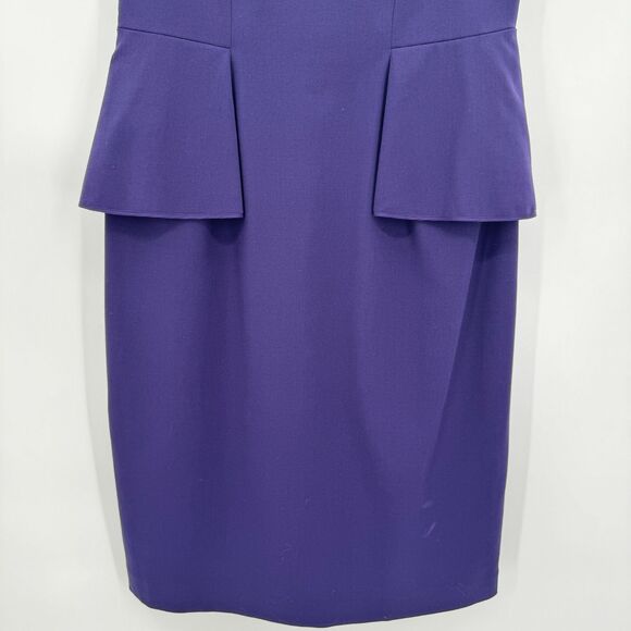 ALBERTA FERRETTI Purple Boat Neck Peplum Ruffle Knee Length Dress Size 10 - Picture 3 of 11